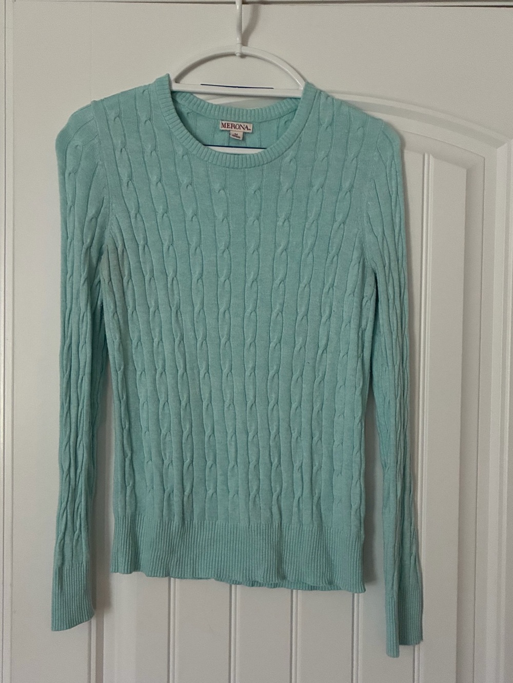Merona Light Aqua Cable Knit Crewneck Sweater